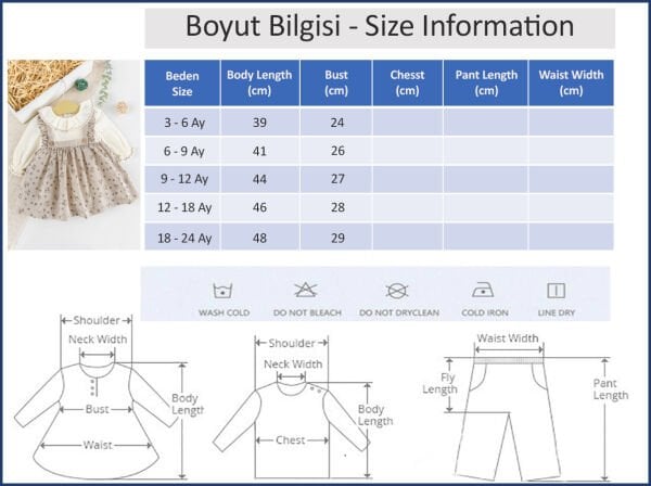Çiçek Desenli Fırfırlı Keten Kız Bebek Elbise
