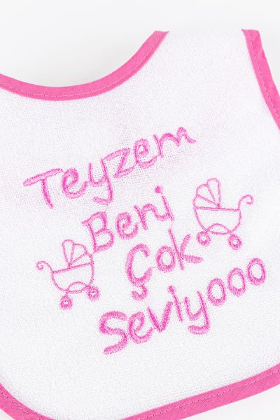 Teyzem Beni Çok Seviyo Yazılı Kız Bebek Su Geçirmez Mama Önlüğü
