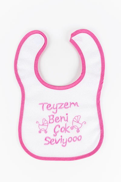 Teyzem Beni Çok Seviyo Yazılı Kız Bebek Su Geçirmez Mama Önlüğü