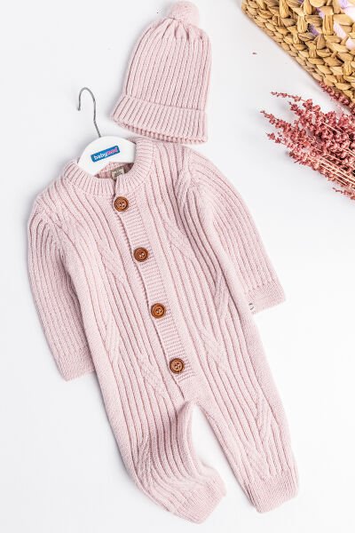 Triko Kız Bebek Tulum Şapka Takım