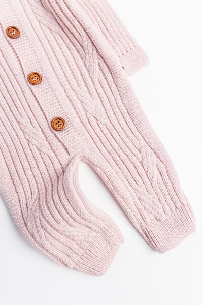 Triko Kız Bebek Tulum Şapka Takım