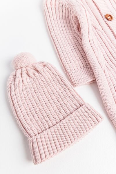 Triko Kız Bebek Tulum Şapka Takım