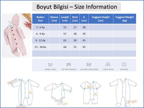 Triko Kız Bebek Tulum Şapka Takım