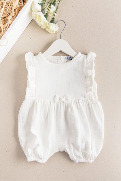 Fırfırlı Müslin Yazlık Kız Bebek Tulum