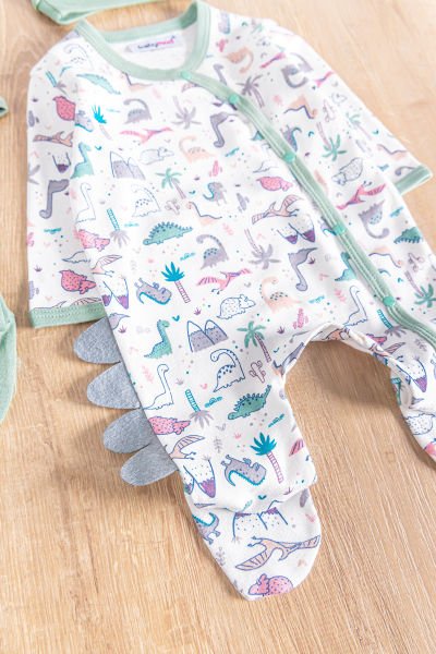 Dino Figürlü Uzun Kollu 2'li Erkek Bebek Tulum