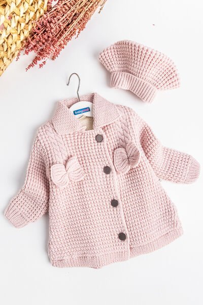Triko İçi Peluş Kız Bebek Hırka Bebek Mont