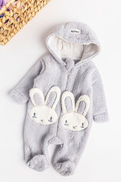 Tavşan Figürlü Peluş Erkek Bebek Tulum
