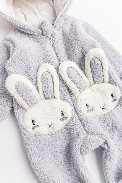 Tavşan Figürlü Peluş Erkek Bebek Tulum