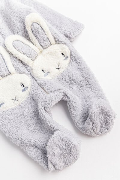 Tavşan Figürlü Peluş Erkek Bebek Tulum