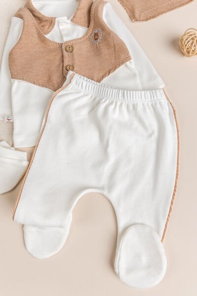 Yelekli 5 Parça Erkek Bebek Pamuk Hastane Çıkışı Bebek Takımı