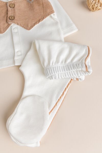 Yelekli 5 Parça Erkek Bebek Pamuk Hastane Çıkışı Bebek Takımı