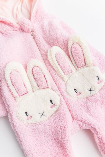 Tavşan Figürlü Peluş Kız Bebek Tulum