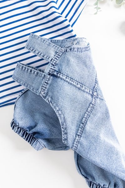 Oyuncak Ayıcıklı Denim Kumaşlı Erkek Bebek Tulum Salopet Takım