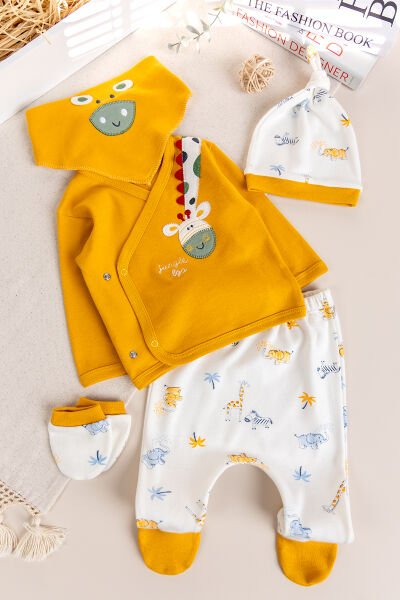 Zürafa Temalı 5 Parça Erkek Bebek Hastane Çıkışı Bebek Takımı