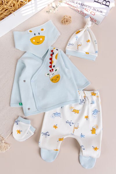 Zürafa Temalı 5 Parça Erkek Bebek Hastane Çıkışı Bebek Takımı