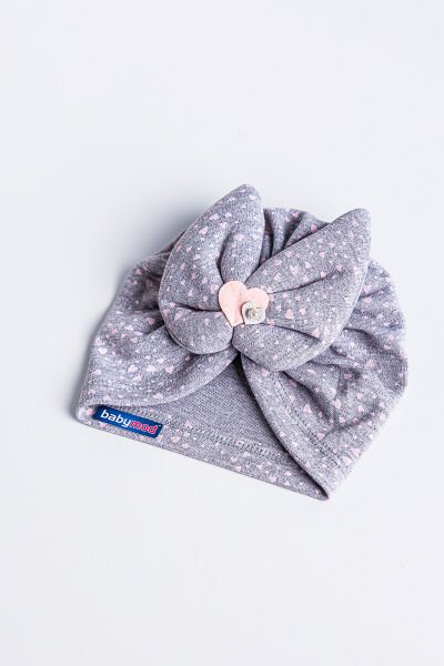 Kız Bebek Bandana Şapka Kalpli Fiyonklu Bebek Bone