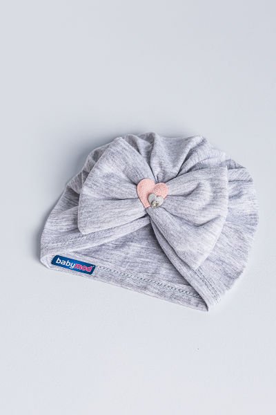 Kız Bebek Bandana Şapka Kalpli Fiyonklu Bebek Bone