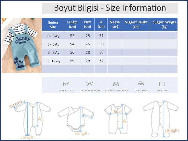 Figürlü 2'li Erkek Bebek Tulum Salopet Takım KREM -  9-12 AY