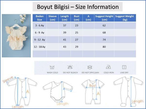 Kız Bebek Tulum Güpürlü Fiyonklu Bebek Tulum