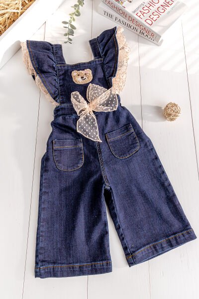 Kız Bebek-Çocuk Denim Salopet Kot Tulum