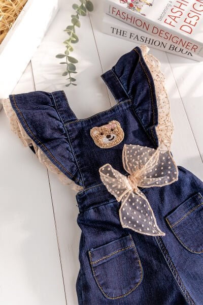 Kız Bebek-Çocuk Denim Salopet Kot Tulum