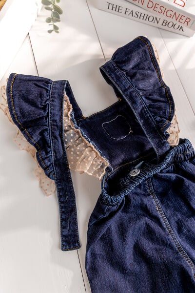 Kız Bebek-Çocuk Denim Salopet Kot Tulum