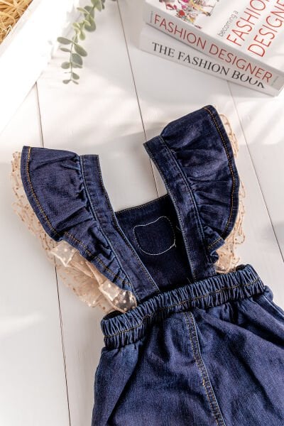 Kız Bebek-Çocuk Denim Salopet Kot Tulum