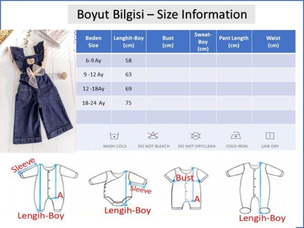 Kız Bebek-Çocuk Denim Salopet Kot Tulum
