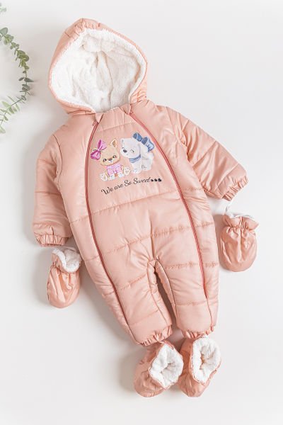 Peluş Astarlı Kız Bebek Astronot Tulum SOMON - 3-6 AY