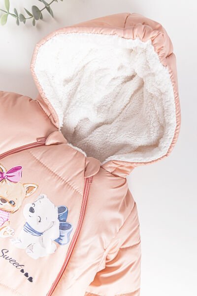 Peluş Astarlı Kız Bebek Astronot Tulum SOMON -  9-12 AY
