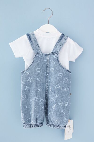 Koala Figürlü Denim Kumaş Erkek Bebek Salopet Tulum Takım