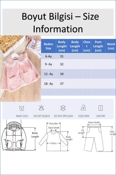 Welsoft Kışlık Kız Bebek Mont Hırka KREM - 6 Ay