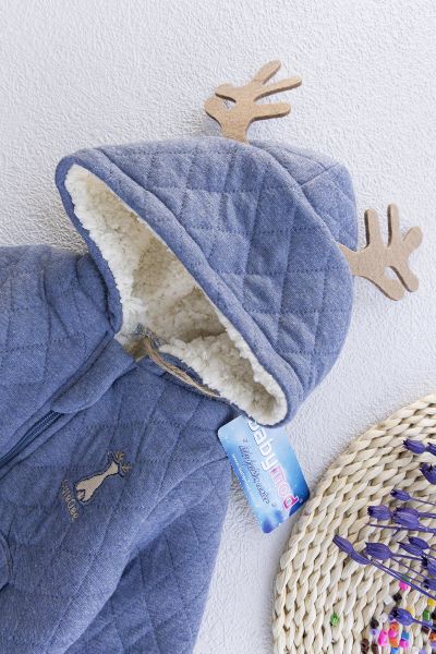 Geyik Figürlü Peluş Astarlı Erkek Bebek Astronot Tulum