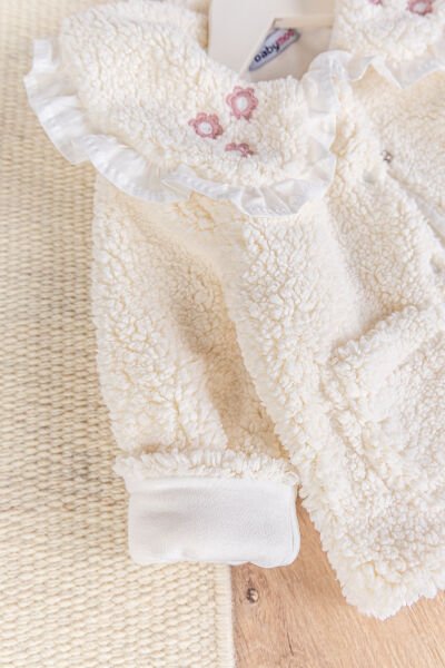 Welsoft Kışlık Kız Bebek Mont Hırka KREM - 9 Ay