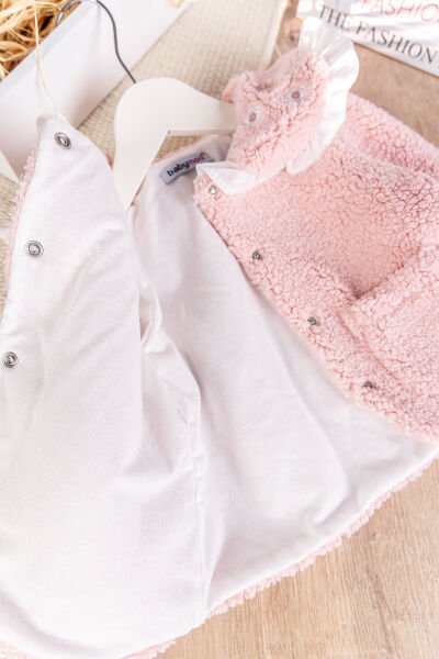 Welsoft Kışlık Kız Bebek Mont Hırka KREM - 9 Ay