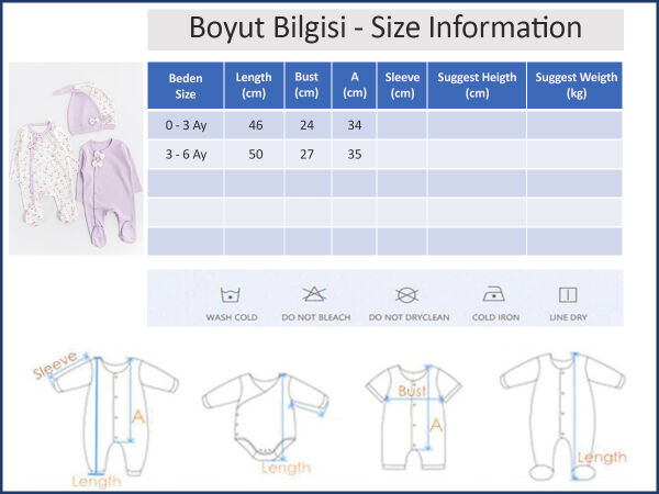 Çiçek Desenli 2'li Uzun Kollu Kız Bebek Tulum Takım
