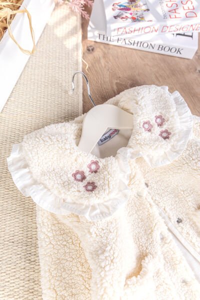 Welsoft Kışlık Kız Bebek Mont Hırka KREM -  12 Ay