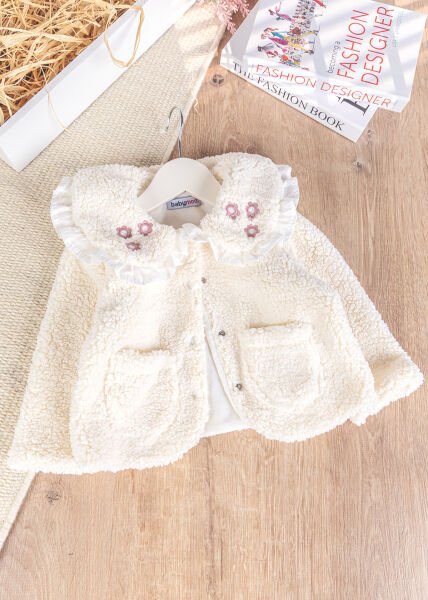 Welsoft Kışlık Kız Bebek Mont Hırka KREM - 18 Ay