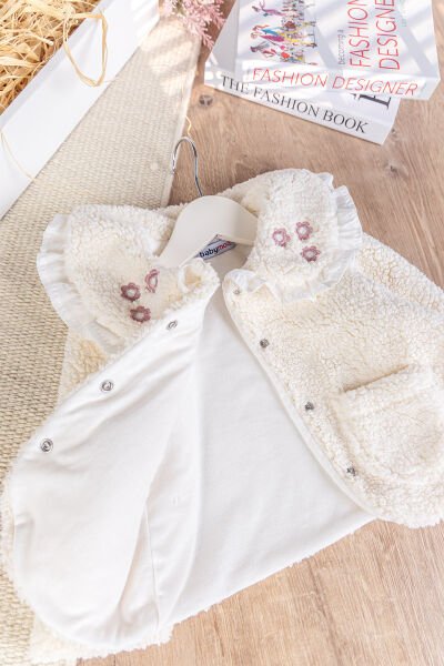 Welsoft Kışlık Kız Bebek Mont Hırka KREM - 18 Ay