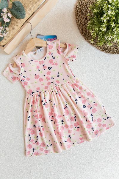 Kız Çocuk Yazlık Penye Elbise PEMBE - 8 Yaş