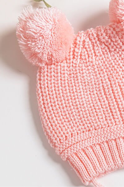 Ponponlu Kız/Erkek Bebek Bere PEMBE - 0-6 Ay