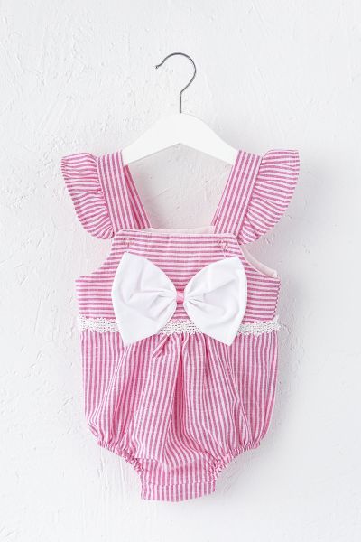 Fiyonklu Askılı Kız Bebek Tulum