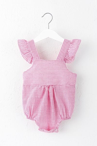 Fiyonklu Askılı Kız Bebek Tulum