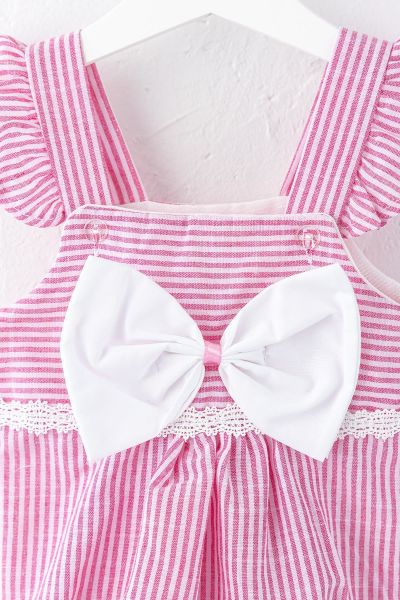 Fiyonklu Askılı Kız Bebek Tulum