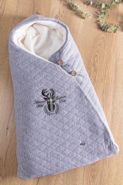 Geyik İşlemeli Polar Astarlı Kız/Erkek Bebek Kundak