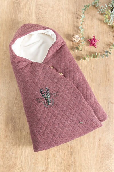 Geyik İşlemeli Polar Astarlı Kız/Erkek Bebek Kundak