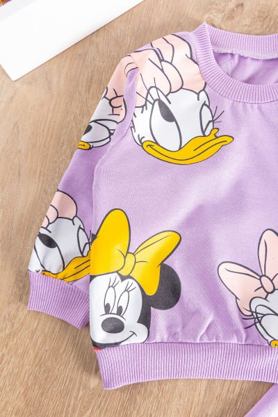 Figürlü 2'li Alt Üst Kız Bebek Takım LİLA -  6-9 AY