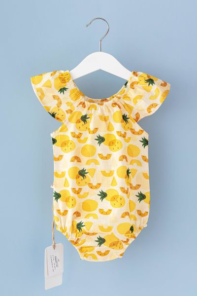 Ananas Temalı Yazlık Kız Bebek Tulum