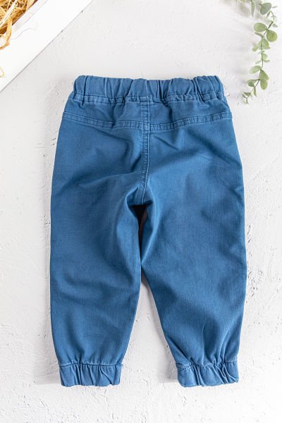 Neon Düğmeli Gabardin Erkek Çocuk Kargo Pantolon BEJ - 5 Yaş