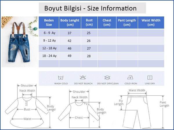 Denim Kumaş Askılı Erkek Bebek Kot Pantolon